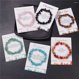 Charm Bracelets 10pcs Natural Chip Stone Fluorite Amethyst Beads Bracelet Handmade Crystal Colourful Energy Card Gift