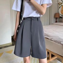 Women's Shorts Lucyever Solid Color Casual Women Summer Baggy Straight Suit Woman Korean High Wiast Knee-Length Pants Female