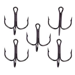 Fishing Hooks 50 PCS 2 # 4 6 8 10 Black Hook High Carbon Steel Triple Inverted Tackle Round Bend For Bass239c