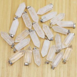 Pendant Necklaces Selling Natural Stones Pillar Hexagonal White Crystal Column Pendants Necklace Fashion Reiki Charms Earring Jewelry Making