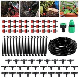 25M DIY Drip Irrigation System Automatic Watering Hose Micro Drip Watering Kits with Adjustable Drippers for Garden Landscape T200277W