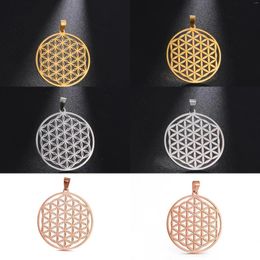 Pendant Necklaces Flower Of Life DIY Accessories For Necklace Hollow Round Charms Stainless Steel Mandala Pendants Jewellery Making Gifts