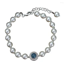 Charm Bracelets French Vintage Navy Sapphire Shijia Pearl Bracelet Women's Fashion Light Luxury Versatile High Grade Feel