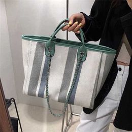 Purses Bag new Single Shoulder Messenger Large Capacity striped chain lesson bucket bag women's hand clearance sale