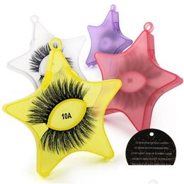 False Eyelashes 1 Pair Exaggerated Thick Eyelashes With Stars Case 3D Natural Mink Lash Colorf False Eyelash Tapared Crisscross Winged Dh5Ik