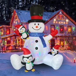 Garden Decorations Christmas Inflatable Snowman Stacked Arhat with LED Lights Outdoor Party Christmas Decoration for Home Garden Yard Props 231124