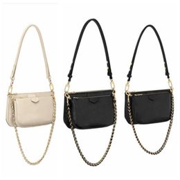 Womens Shoulder Bag Chain Embossed Letter Flower Multi Pocket Crossbody Bags Female Tote Clutch Handbag Purses 2 in 1283d