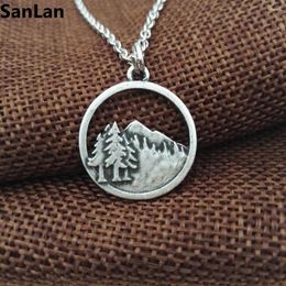 Pendant Necklaces 10pcs Lovely Pine Tree In The Forst Mountain Necklace Camping Jewellery Lover Gift Live Nature Girl SanLan