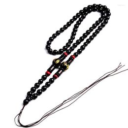 Chains Natural Black Agate Six-character True Word Ball Necklace Jewelry Fine Fashion Sweater Chain Bead