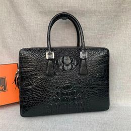 Briefcases Authentic Exotic Crocodile Skin Businessmen Working Purse Laptop Briefcase Genuine Alligator Leather Male Top-handle Handbag