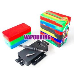 Multifunctional Colorful Silicone Smoking Waterpipe Bubbler Cigarette Cases Storage Box Portable Innovative Herb Tobacco Oil Rigs Stash Case Nails Tip Straw DHL