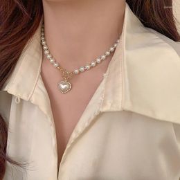 Pendant Necklaces Korean Pearl Necklace Beaded Choker Heart For Women Fashion Boho Jewelry 2023 Bridesmaid Gifts Wholesale