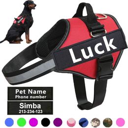 Dog Collars Leashes Dog Harness NO PULL Reflective Breathable Adjustable Pet Harness For Dog Vest ID Custom Patch Outdoor Walking Dog Supplies 230428