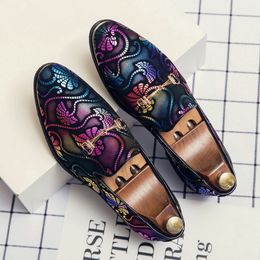 Dress Shoes Spring Business Men Gold Blue Adult Footwear Slip on Man Party Formal Plus Size Casual For Mens Zapatos 231129