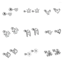 Stud Earrings 925 Silver Hypoallergenic Zircon Cartilage Studs Earring Needles For Women Conch Tragus Piercing Fine Jewelry