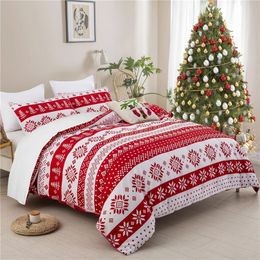 Bedding sets Christmas Bedding Set Double Queen King Red Snowflake Tree Floral Twin Full Single Duvet Cover Set Kid Child Adult Year Gift 231129