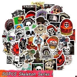 Wall Stickers 50Pcs Punk Skl Vinyl Bomb Horror Doodle Car Decals Waterproof For Diy Laptop Skateboard Guitar Bicycle Motorbike Decor Dhzk4