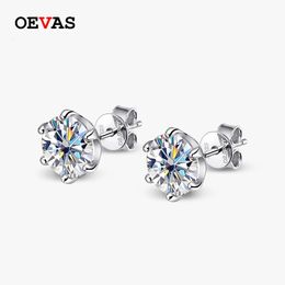 Серьги-каффы OEVAS из стерлингового серебра 100 пробы 925 пробы 022 D цвета с бриллиантами для женщин, сверкающие вечерние ювелирные изделия, подарки 231129
