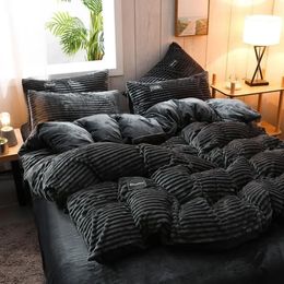 Bedding sets 1Pc Plush Velvet Duvet Cover Heat Printed edredom casal Single Size Bed Covers for Winter Coral Fleece housse de couette 220x240 231130