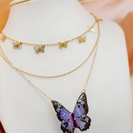 Pendant Necklaces Exaggerated Butterfly Gold-plated Multi-layer Women's Necklace Ins