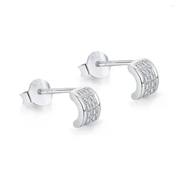 Stud Earrings S925 Full Body Pure Silver Ear Studs For Women's Personalised Design Micro Inlaid With Zircon High-end And Small Jewellery