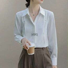 Women's Blouses Shirts Ladies White Tops Long Sleeve Fashion Vintage French Style Casual Lady Work Female Slimyolq