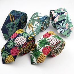 Neck Ties Men's Colorful Cotton Tie Coconut Tree Narrow Rainforest Necktie Slim Skinny Cravate Thick Neckties 6.5cm Width