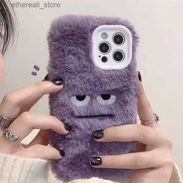 Cell Phone Cases Korean Cute Funny Fluffy Case For iphone 15 14 13 12 11 Pro MAX Mini X XS XR 7 8 Plus SE 2020 Girl Cover Soft Plush Coque Q231130