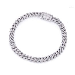 Wholesale Hip Hop Moissanite Jewellery 925 Sterling Silver Iced Cut Miami Cuban Link Curb Chain Necklace Bracelet for Men Women