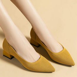 Dress Shoes Women Solid Colour High Heels Autumn Breathable Comfortable Work Large Size Pointed Toe Pumps Zapatillas Plataforma Mujer