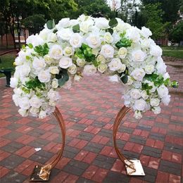 Shinny Gold Silver arch Shape no Acrylic Flower Stand Table Centerpiece For Wedding And Event Decoration 011