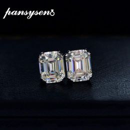 PANSYSEN Solid 925 Sterling Silver 6ct Created Moissanite Wedding Engagement Stud Earrings Birthday Fine Jewelry Earrings Gift 210225O