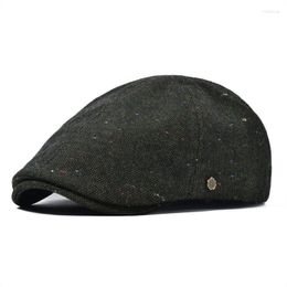 Berets VOBOOM Flat Cap Men Autumn Winter Woollen Blend Gatsby Cabbie Hat Warm Soft 6 Piece Sboy Male Boina 180