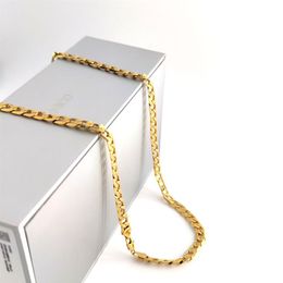 18K Solid Yellow G F Gold Curb Cuban Link Chain Necklace Hip-Hop Italian Stamp AU750 Men's Women 7mm 750 MM 75 CM long 29 INC268U