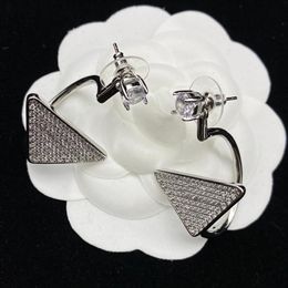 Designer Triangle Silver Earrings Stud For Womens Diamonds Earring Fashion Luxury Earrings Jewellery Women Mens Hoop P Earring 22072243U