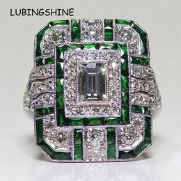 Vintage Square Crystal Big Midi Finger Ring for Women Girls Wide Green Stone Zircon Knuckle Rings Wedding Party Jewellery Gift294V