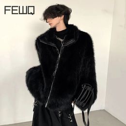 Men's Fur Faux FEWQ Autumn Styleniche Mink Plush Jacket Men Winter Thickened Cotton Design Coat 2023 Solid Colour 24X2169 231129