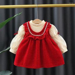 Clothing Sets Childrens Autumn Season Bubbles Sleeve Plush Undershirt Vest Girls Casual Dresses Winter 2023 Lively