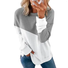 Women's Hoodies Women Sweatshirt Casual Colorblock Crew Neck Work Pullover Holidays Shopping Loose Breathable Easy Wear Long Sleeves Home
