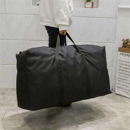 Unisex Thin Folding Luggage Bag Big Capacity Wearable Duffle Casual Light Men Handbag Weekender Oxford Clothing Storage s 220113265v