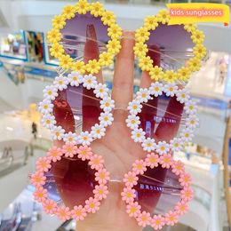 Big Sunglasses for Kids Children Cute Floral Flower Boy Girl Birthday Party Items Photograph Show Decor Pink Brown Black Color