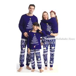 Family Matching Outfits Christmas Pajamas Matching Family Outfits Art Christmas Tree Family Pyjamas Santa Claus Xmas Pjs Purple Stripes Clothes Set 231129