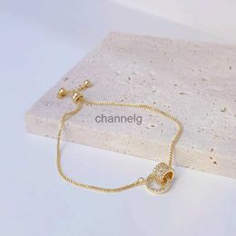 Chain Korea New Fashion Jewellery 14K Real Gold Plated AAA Zircon Simple Small Waist Bracelet Elegant Women's Stretchable Daily Bracelet YQ231130