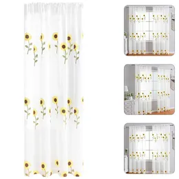 Curtain Translucent Sunflower Curtains Decor Window Sheer Mesh Polyester Drape Drapery Bedroom