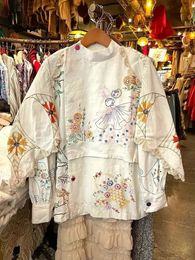 Two Piece Dress Chic Beautiful Top French Gentle White Embroidery Shirts Spring Y2k Clothes Fashion Blouses Female Camisas Y 231130