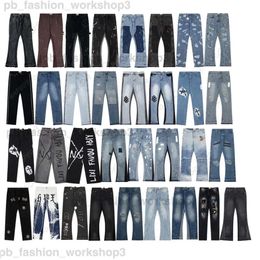 Purple Jeans Designer Jeans Mens Jeans Vintage Splashed Ink Trendy High Street Vibe Flared Wide Leg Men Distressed Ripped Rock 894