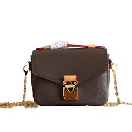 7A Chain Shoulder Bags Micro Pochette Metiis Leather Clutch Messenger Bag Designer Metal Lock Hard Flap Ladies Handbag Wallet Crossbody Pocket 14cm With Box L332