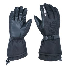 Ski Gloves Winter Warm Thickened Windproof and Waterproof Full Finger Black Fleece Mountaineering Outdoor Cycling Sports 231129