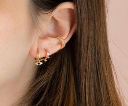 Hoop Huggie Fashion 925 Sterling Minimal White CZ Stone Lighting Earrings For Women Small Classic Lucky Earr Jewelry6968530