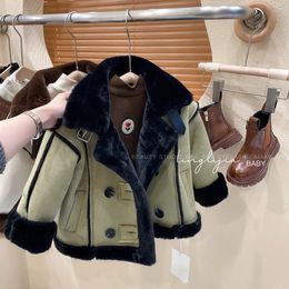 Jackets Children s clothing boys autumn and winter jackets 2023 children s fur motorcycle plush thickened 231129